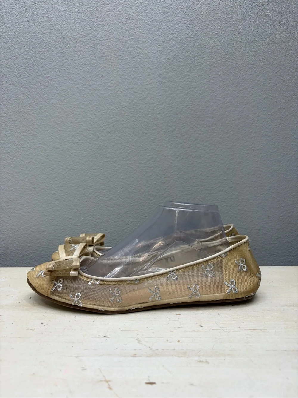 Kate Spade Gold Mesh Bernice Bow Ballet Flats Size 9.5